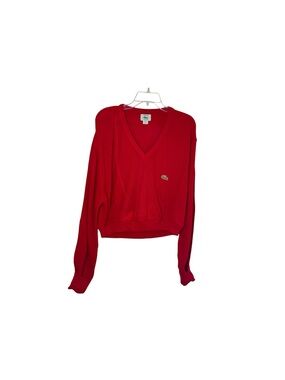Vintage 1970s Izod Lacoste Made in USA Red V-Neck Sweater Size L